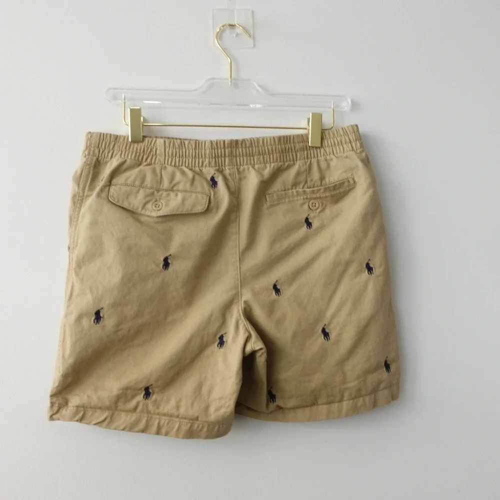 Polo Ralph Lauren Boys 20 Tan Khaki Logo Allover Shorts Simple Basic Summer 30x5